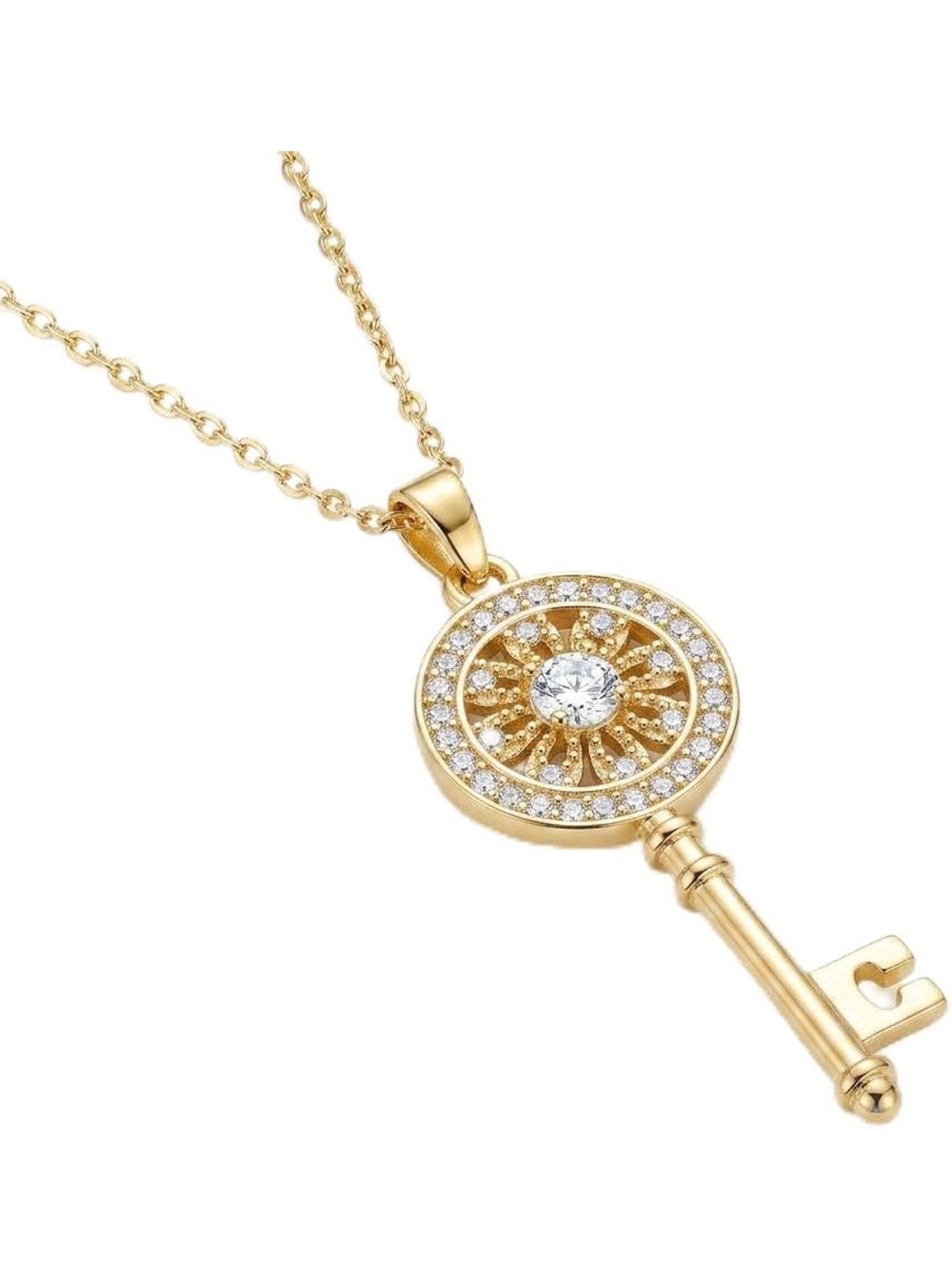 Gold  color Key Pendant Necklace for Women - Elegant Gold Finish